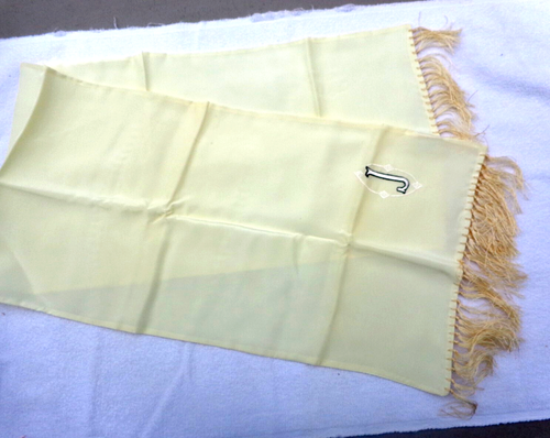 Vintage 1940s Rayon Fringed MUFFLER SCARF "J" MONOGRAM SEARS ROEBUCK NICE!