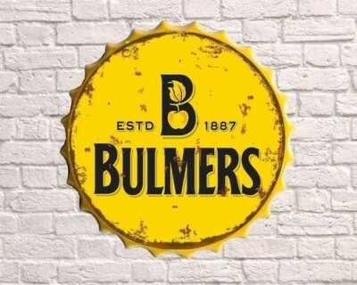 Rund Metall gelb Bulmers Wandbehang Plakette Schild 40 cm Mann Höhle Schuppen Bar