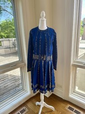 Stunning Blue Alexander McQueen Dress With Matching Sweater  Size