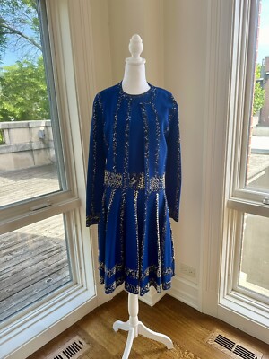 Stunning Blue Alexander McQueen Dress With Matching Sweater Size | eBay