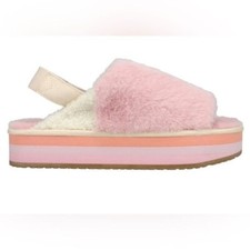 Toms Pink Furry Sofia Eva Slip On Slippers - 8