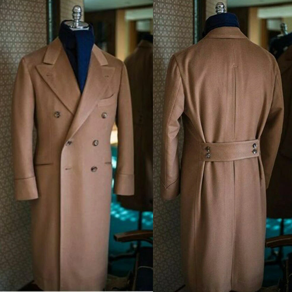 Men Camel Wool Overcoat Double-breasted Long Jacket With Back Belt Formal Suits
Opens in a new windo