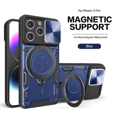 Reiko TPU PC Shockproof Magnetic Phone Case with Free Adjustment Ring Holder for