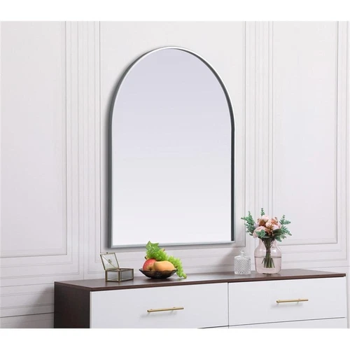 Elegant Decor Ayra 30x36" Arch Modern MDF Wood/Iron Mirror in Silver - Picture 7 of 9