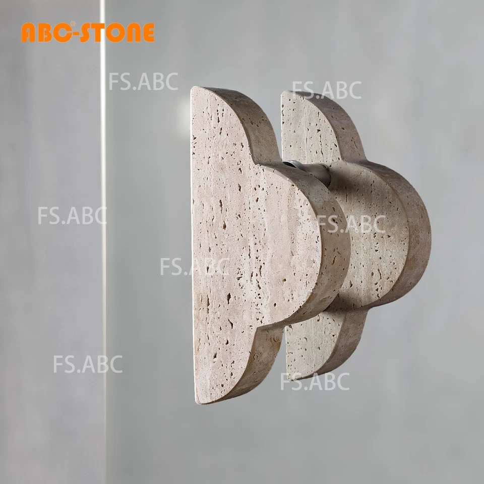 2件装天然罗马Travertine大理石门把手装饰复古门把手 — 第 3/4 张图片