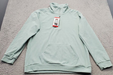 Marc New York Sweater Womens Medium Green Ribbed Mock Neck Quarter Zip Pullover