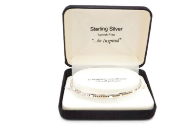 Sterling Silber 925 Armreif Armband 7,5'' Wenn Töchter Blumen wären würde ich immer noch wählen
