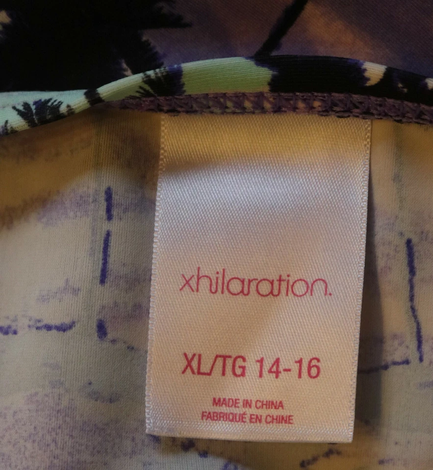 Xhilaration Girls Tropical Purple Swimsuit Bra Top Crop Size XL 14-16 - Image 3 of 4