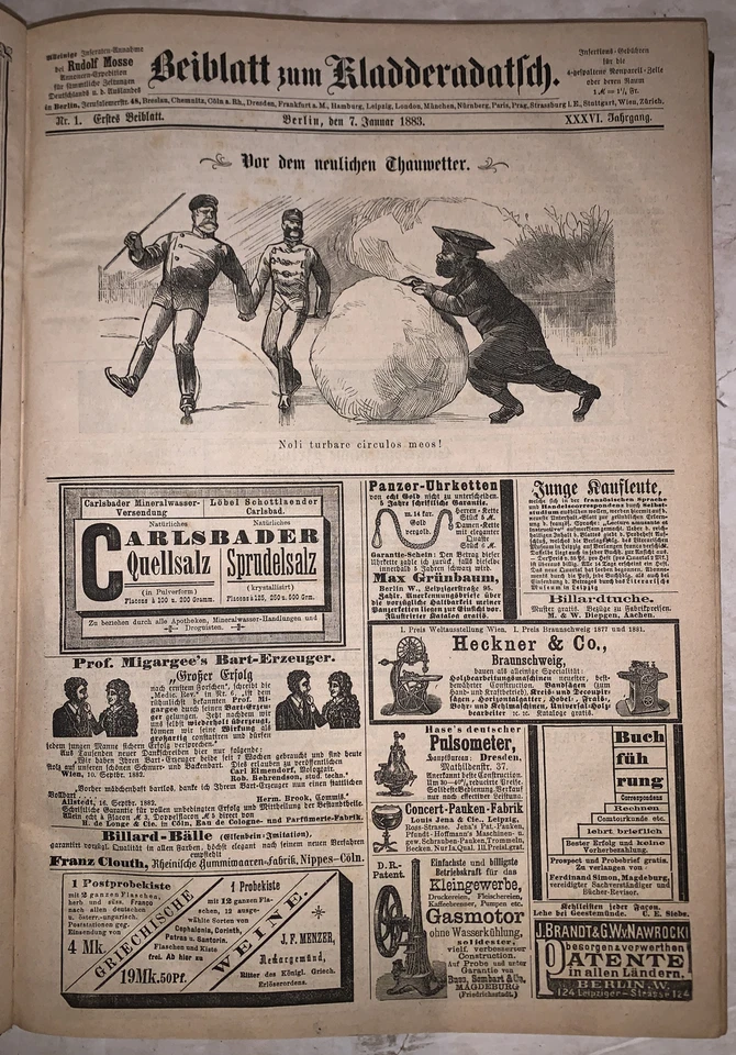 1883, KLADDERADATSCH, WEEKLY GERMAN SATIRICAL MAGAZINE, COMPLETE YEAR IN 1 VOL - Image 3 of 4