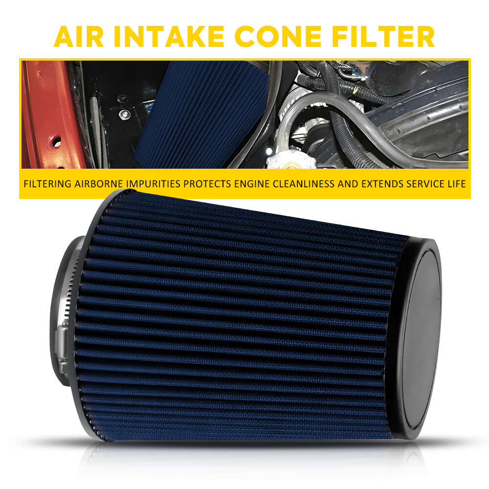 4 102mm High Flow Inlet Cold Intake Air Cone Replacement Dry Air Filter Blue