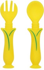 2x Toddler Utensils Bendable Baby Spoon Fork Kids Self Feeding Training Cutlery