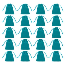 20pcs Flocked Drawstring Bag 3.1 x 3.9 Inch Jewelry Pouches Gift Bags, Blue
