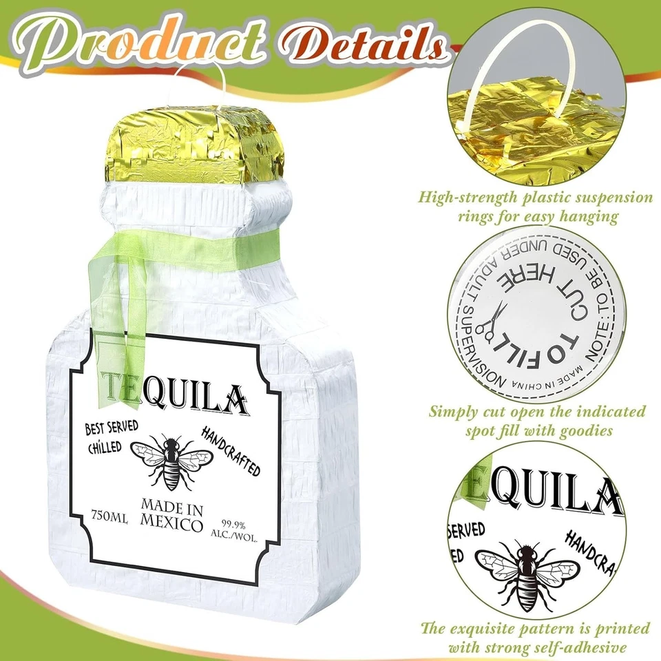 Adult Piñata with Stick Tassel Blindfold Confetti Beer Mug Piñata Champagne Whis - Image 2 of 4