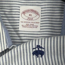 Brooks Brothers 346 Mens Oxford Shirt XL Blue Stripe Non-Iron Supima Button Down