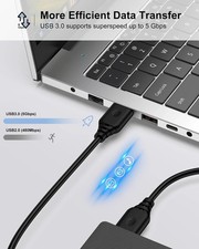 USB Cable to USB 10FT, USB3.0 Type a to a Male Cable Double Sided USB Cord for D
