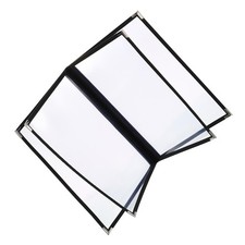 4Pcs Restaurant Menu Covers Holder Clear Sleeves Black 8.5 x 11 Inch