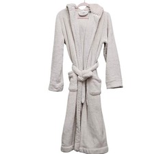 LLBean Cream Sherpa FleecePlush Hooded Robe Cozy Loungewear Comfort S Plushy
