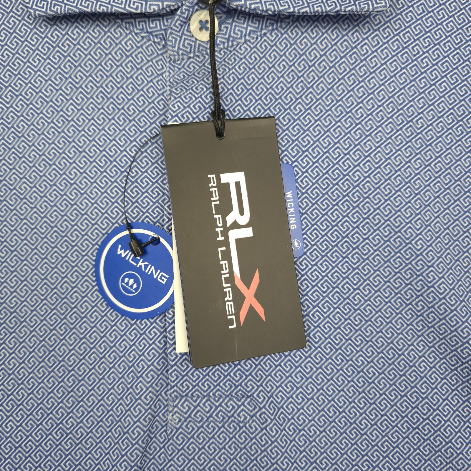NEW RLX Ralph Lauren Mens Med M Short Sleeve Performance Geo Blue Golf Polo NWT thumbnail 6
