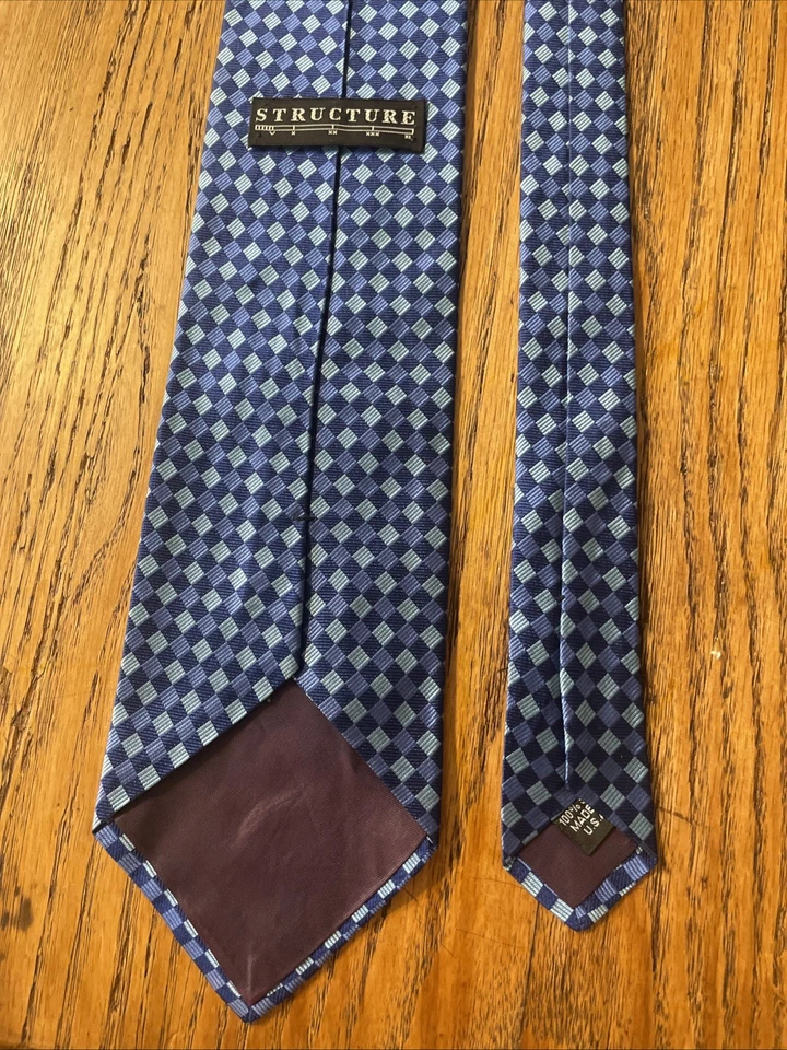 Vintage EUC Structure Geometric Silk Tie Men’s USA Made Necktie - Image 4 of 4