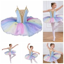 Girls Tutu Dress Dance Skirted Show Ballet Cha-Cha Ballerina Lyrical Leotard