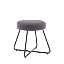 Foot Stool Chair Dressing Table Padded Grey Round Linen Soft Foam Seat