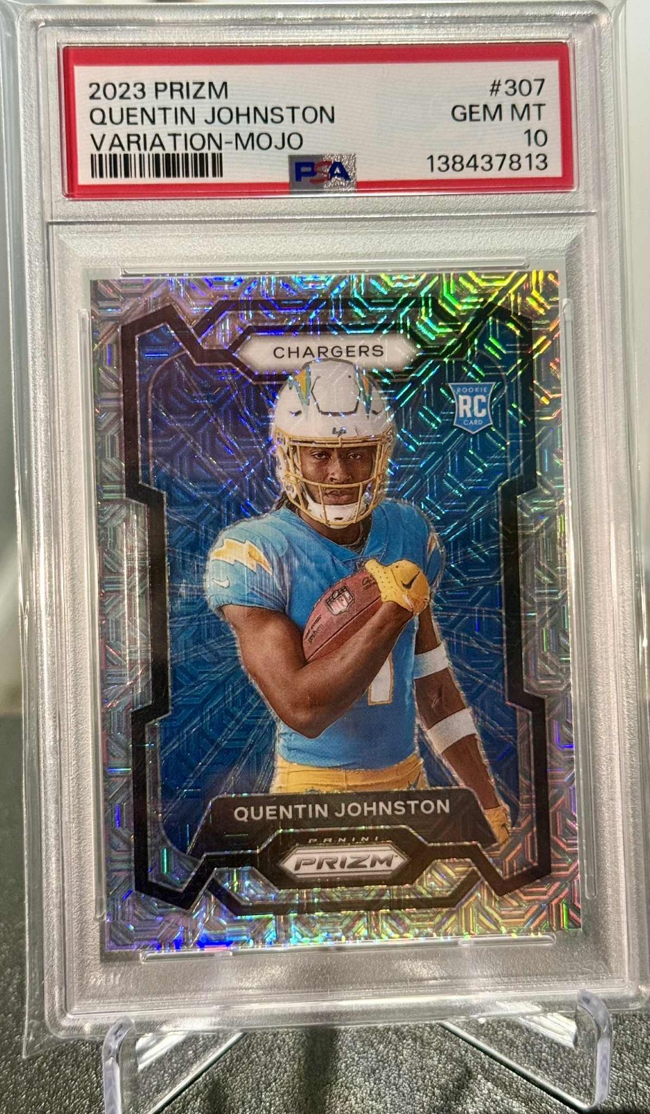 2023 Panini Prizm Quentin Johnston Variation Mojo 18/25 #307 PSA 10 CHARGERS