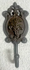 Vintage Black Heavy Cast Iron Wall Hook Rustic Home Timeless 7.25" X 3"