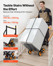 Stair Climbing Cart 330lb Heavy Duty Folding Trolley w/ 6 Wheels Handle