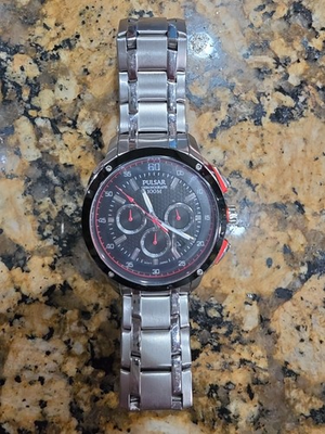 #ad #ad Pulsar by Seiko Men’s Chronograph 10ATM Black Dial Silver Steel Watch VD53 X112 $49.99