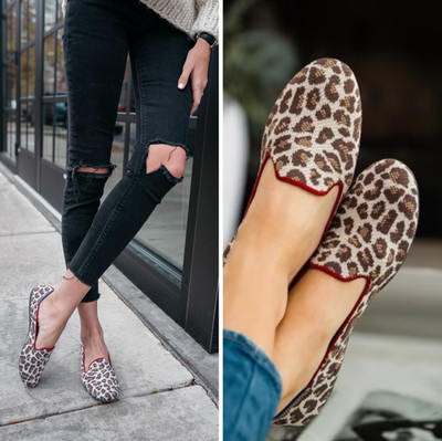 Rothy's The Loafer in the Mocha Spot Leopard Print Women's Slip On Flat Size 8.5
