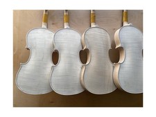 Handmade Unfinished Violin 4/4 Full Size Flame Maple Back Spruce Top White Vi...