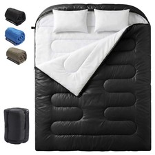 Double Sleeping Bag for Adults with Pillow, Lightweight Portable Queen 2 Pers...