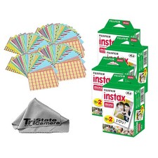 Fujifilm Instax Mini Instant Film 80 Sheets  Frame Stickers Microfiber Cloth