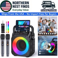 High-Quality Karaoke Machine with Lights  2 Wireless Microphones for Family Fun