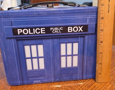 Vintage 1996 Doctor Who Tardis Tin Tote Lunchbox Licensed By BBC 