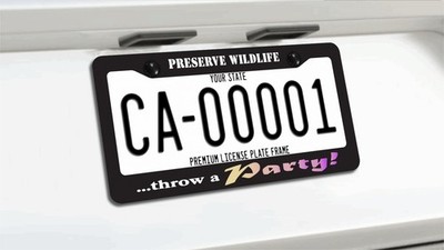 PRESERVE WILDLIFE THROW A PARTY cute funny License Plate Frame