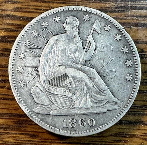1860 Seated Liberty Half Dollar Original XF Details (Grafitti) 50% Off CHRC