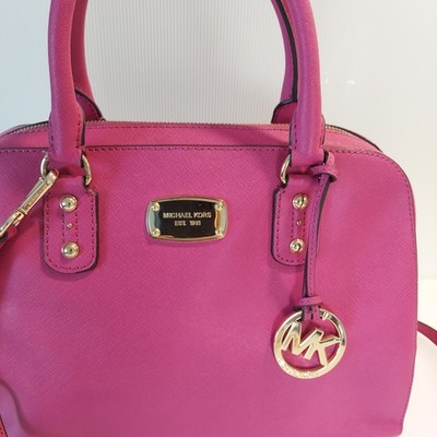 Michael Kors MK Cindy Large Dome Satchel Vibrant Fuchsia Handbag