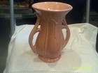 Vtg. McCoy Two Handled Pink Vase-8" Tall-AS FOUND