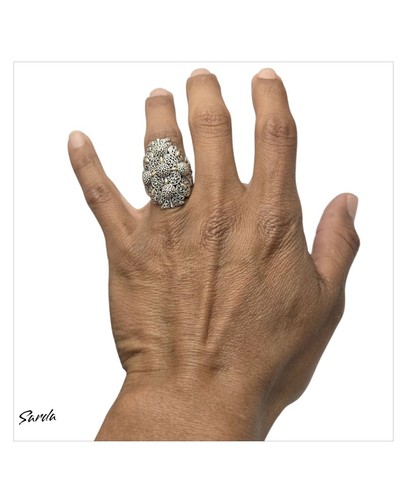 Retired Sarda Gem Collection Of Bali Sterling Silver &18kgold Filigree Ring Sz7 - Picture 6 of 7