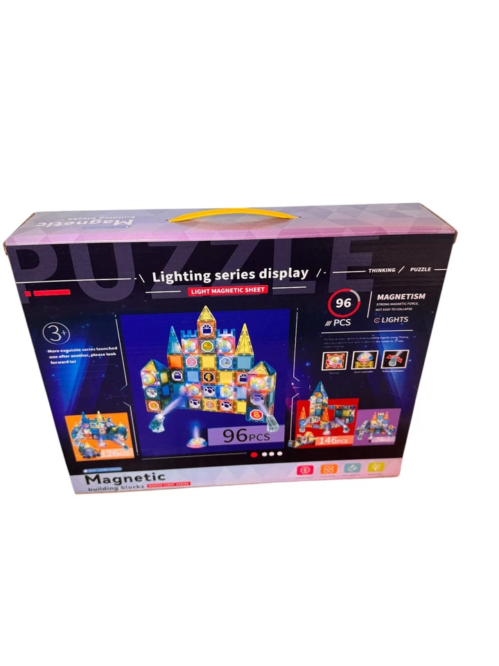 Bloques de construcción magnéticos Castillo Juego de luces 96 piezas | TEM Juguete Luces Azulejos para niños Foto 4 de 4