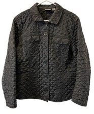 CHICO'S Sparkly Quilted Dark Silver Gray Sz 2 or sz Large Lightweight Jacket