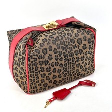 Fendi Borsa a mano Vanity Bag Borsetta Nylon Rosso Leopardato Autentica 413T0384