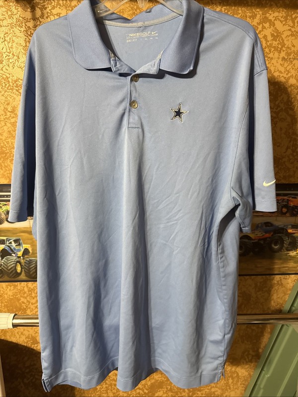 Nike Golf Tour Performance Polo Mens XXL Light Blue Dallas Cowboys Star Logo