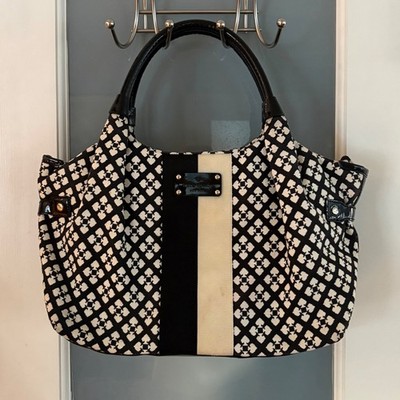 Vintage Kate Spade era, monogram jacquard shoulder bag with original quote card