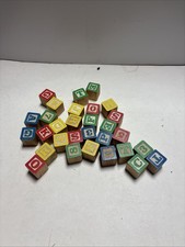 LOT OF 30 Wooden TOY BLOCKS ABC'S And Pictures Blocks 3