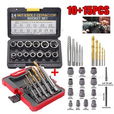 Screw Extractor & Drill Bit Set Easy Out Broken Bolt Remover Studs Removal Tool