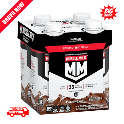 Muscle Milk Genuine Protein Shake, Chocolate, 11 fl oz Carton, 4 Pk