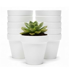 24 Pack 4 Inch White Terracotta Clay Plant Pots With Drainage Holes