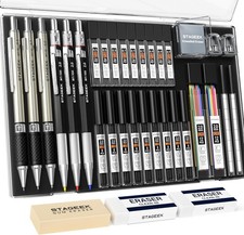 STAGEEK 34PCS Art Mechanical Pencil Set, Drafting Pencil 0.5, 0.7, 0.9MM & 3PCS